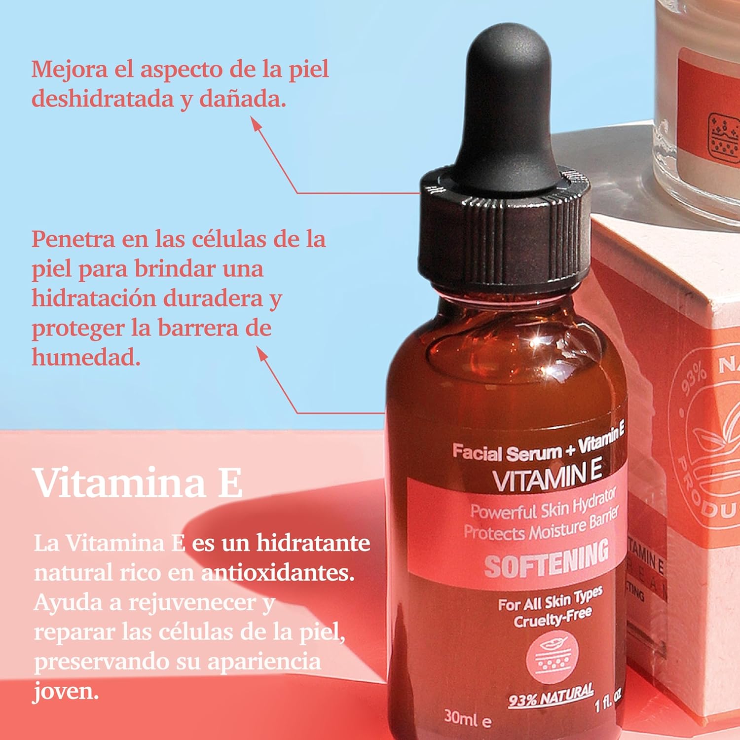 Vitamin E Face Serum – Hydrating & Softening with Rose Water, Iris Root & Pear (30ml)